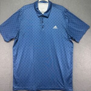 Adidas‎ Golf Polo Shirt Men's XL Blue Triangle Print Short Sleeve Performance